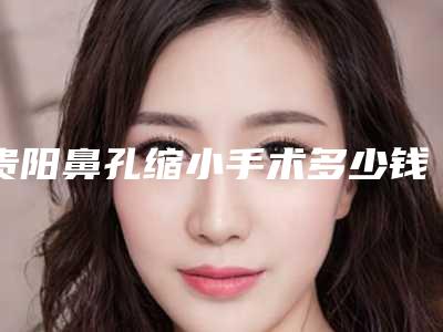 贵阳鼻孔缩小手术多少钱（鼻孔缩小手术大概多少钱）